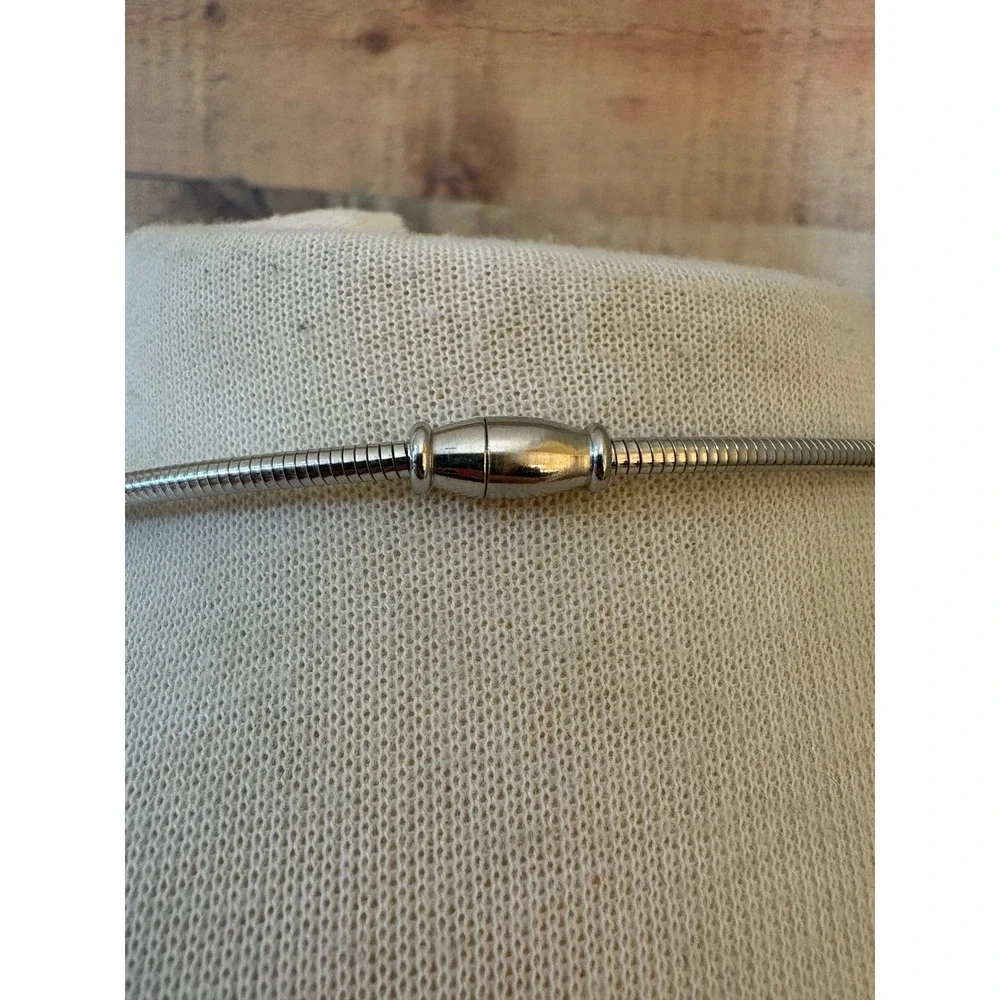 Vintage Two Tone Gold Silver Magnetic Snake Chain Crescent Slider Necklace